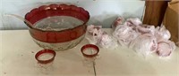 Antique Punchbowl w/ 12 Cups