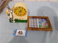 Bugs Bunny Talking Alarm Clock and Stamps