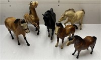 (6) BRYER TOY HORSES (SOME ARE DAMAGED)