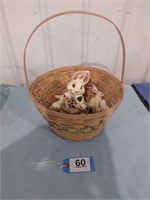 Basket with Bunny Light and Figurines