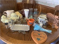 Assorted glassware, pottery, kitchenware