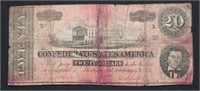 1864 20 $ CONFEDERATE NOTE VG