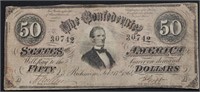 1864 50 $ CONFEDERATE NOTE VF