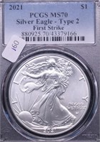 2021 TYPE 2 PCGS MS70 SILVER EAGLE