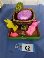 Plastic Bunnies, Basket, Eggs