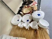 40 pcs-White Glass Serving Dinner Ware 8 cups