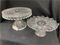 Two Pattern Glass Cake Stands