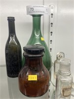 Apothecary Bottles with Early Acid Etched Bottle