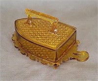 Amber Imperial Glass Iron Trinket Box