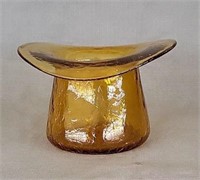 Kanawha Amber Crackle Glass Top Hat Planter