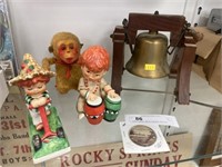 Goebel Figurines, Wind-Up Monkey, Brass Bell