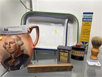 Enamelware Pans, Pitcher and Advertising Tins