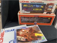 Two Lionel Freight Cars with Catalog