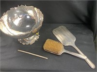 Sterling Silver Vanity Set with Plated Compote