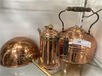 Copper Coffee Pot & Teapot with Handled Strainer
