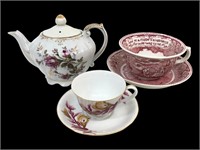 Teapot, Teacup w/ Saucer, & Large Cup/Plate Set