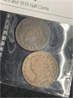 1829 and 1819 Half Cents
