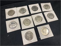Ten 1966-1971 Kennedy Half Dollars