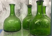 4 Green White House Vinegar Bottles