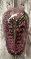 Zelligue Studios Signed Art Glass Pulled Feather