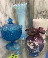 Opalescent Vase, Enamel Decorated Gsle Vase Candy