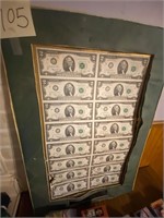 uncut $ 2 dollar bills-