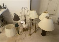 Assorted lamps, Shades & Candle Holders