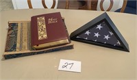 Flag & Large Leather Bible with stand