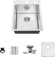 Stainless Steel 15-Inch Drop-in Kitchen Sink