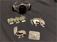 5 STERLING SOUTHWESTERN JEWELRY PIECES