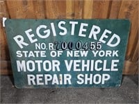 NYS REGISTERED REPAIR SHOP SIGN - METAL