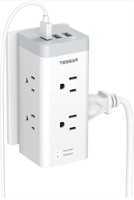 NEW White Multi Plug Outlet Extender With USB