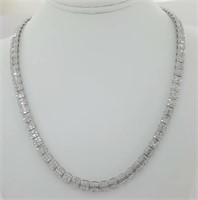 $ 40,000 17 Ct Round Baguette Diamond Necklace