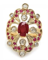 $7350 14k Gold 2.75 cts Ruby & Diamond Ring