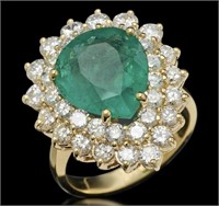 $23,730  8.54 cts Emerald & Diamond 14k Ring