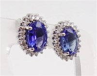 1.80 Ct Tanzanite Diamond Earrings 14 Kt