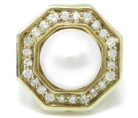 .90 Ct Mabe Pearl Diamond Ring 14 Kt
