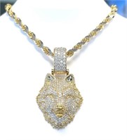 $ 15,800 3.25 Ct Diamond Wolf Necklace