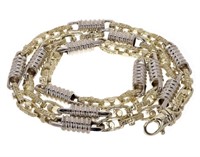 14 Kt Two Tone Spring Barrell Link Necklace