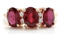 $ 3200 3 Ct Ruby Diamond Band Ring 14 Kt