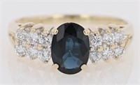 1.75 Ct Blue Sapphire Diamond Ring 14 Kt