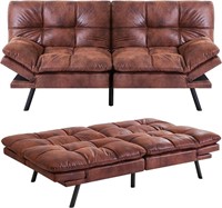 IULULU Memory Foam Futon Couch, Brown