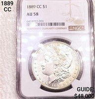 1889-CC Morgan Silver Dollar NGC AU58