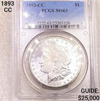 1893-CC Morgan Silver Dollar PCGS MS63