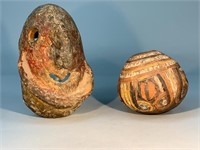 2 Pottery Ethnographic Native Mask & Vase