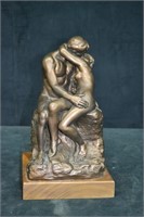 1977 Auguste Rodin The Kiss Faux Bronze Sculpture