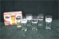 6 Budweiser Clydesdale Pilsner Glasses New in Box