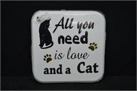 16" Square Porcelain Cat Wall Sign