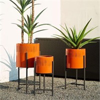 Glitzhome Mid Century Plant Stand with Pot Set