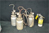 Lot Used Paint Sprayer pressure Cans & Gauges